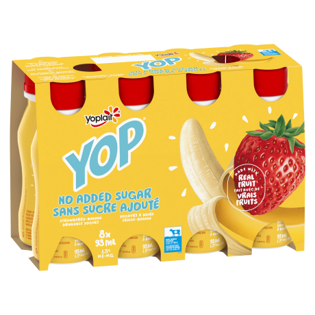 Yop-No-Added-Sugar-Strawberry-Banana front of packaging