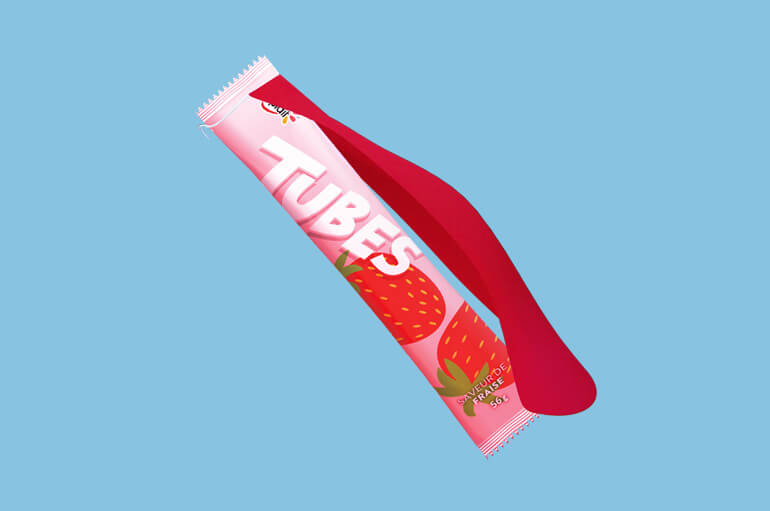New Strawberry packaging Tubes product shot with a cap
