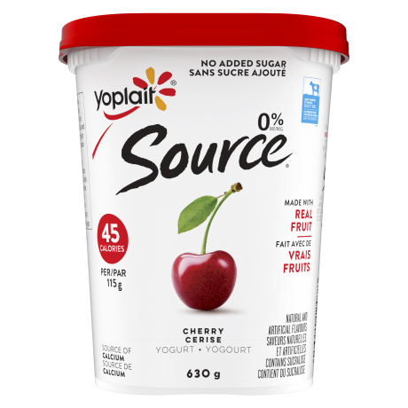 A cherry flavored Source yogurt