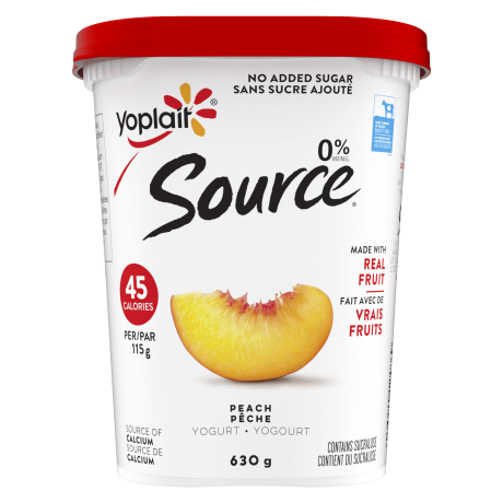 A peach flavored Source yogurt