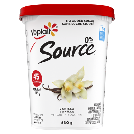 A vanilla flavored Source yogurt