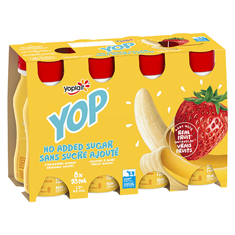 Yop-No-Added-Sugar-Strawberry-Banana front of packaging